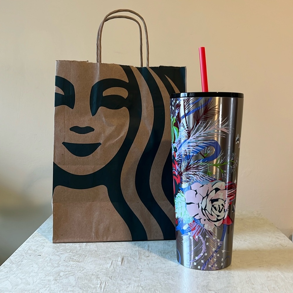NEW Starbucks Holiday 2023 Stainless Steel Immersive Florals 24oz Venti …